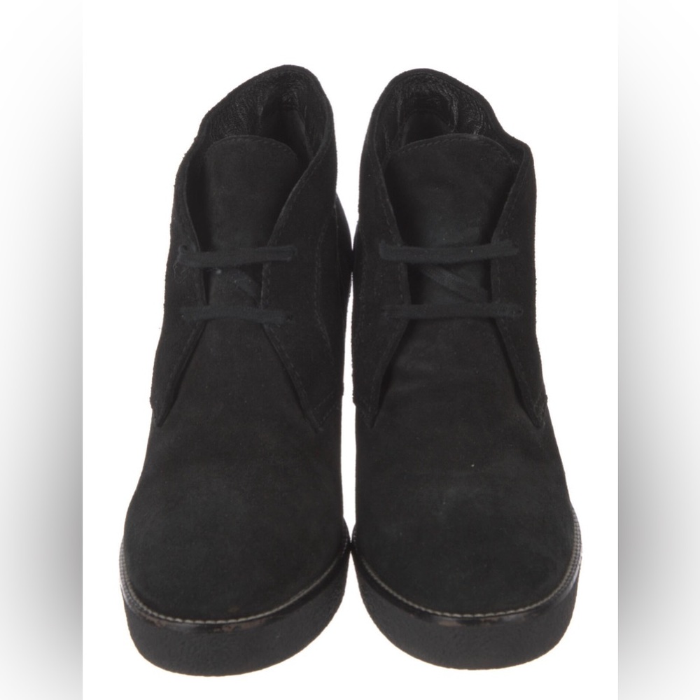 AQUATALIA Black Suede Ankle Lace Up Wedge Ankle Boot - sz 10